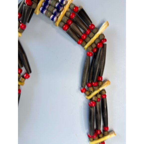African Tribal Buffalo Bone & Murano Beads Necklace 22" Multi-Strand Handmade Et - Picture 4 of 7